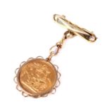 A late Victorian sovereign, 1900, later set into a 9ct gold pendant mount.