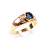 A Continental gold, sapphire and diamond dress ring.