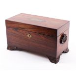 A 19th century rosewood carved tea caddy.