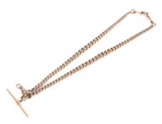 An early 20th century 9ct rose gold curb link Albert or watch chain.