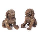 A pair of Chinese cast iron lions.