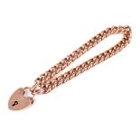 A late Victorian 9ct rose gold curb link bracelet. Each link stamped '9' & '.