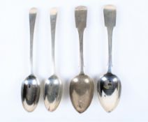 Two pairs of George III silver tablespoons.