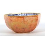 A Wedgwood orange lustre Celestial Dragons pattern octagonal bowl.