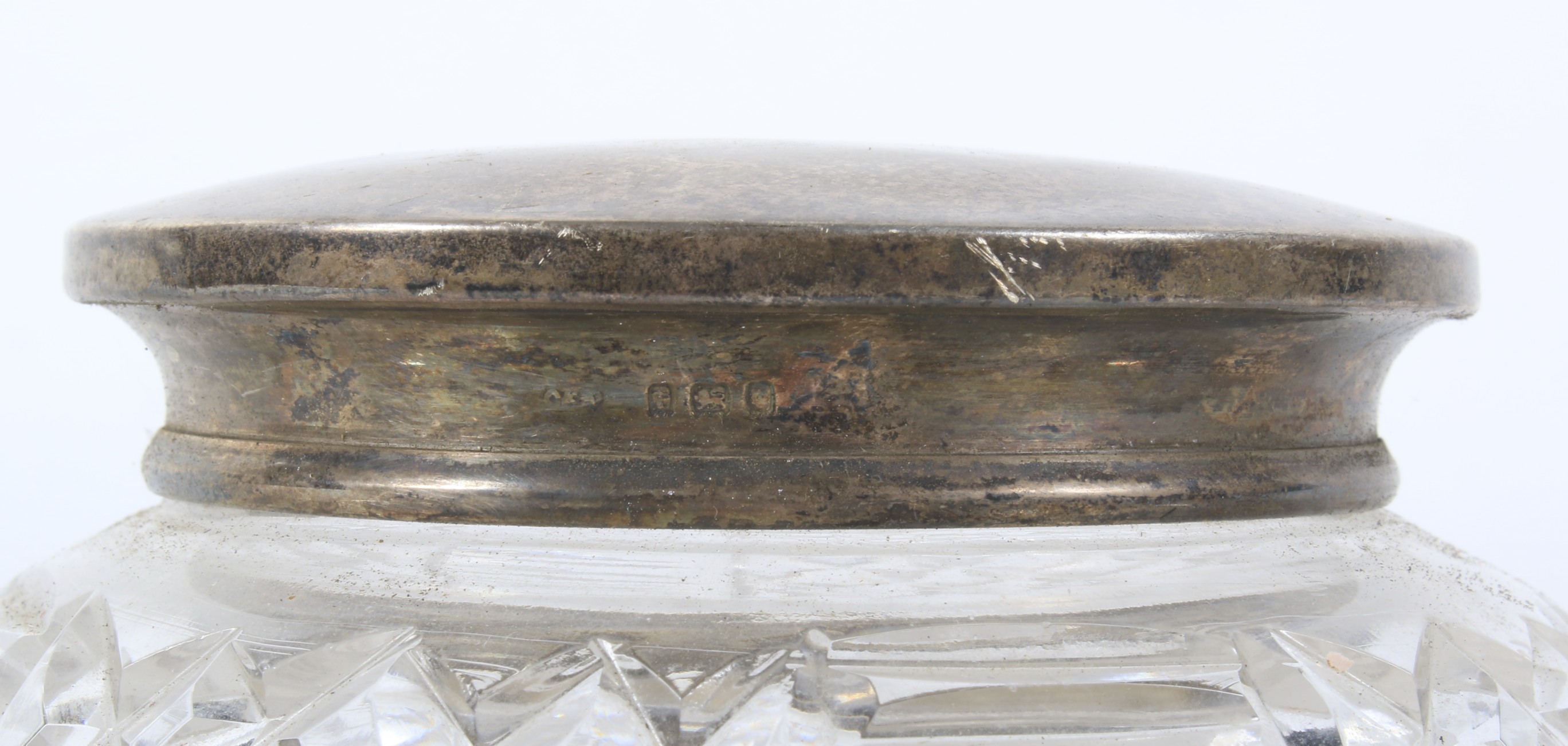 A late Victorian silver tea caddy and a silver mounted glass jar. - Image 3 of 3