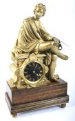 A late 19th/early 20th century French gilt-metal mounted striking mantel clock.