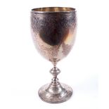 A Victorian silver engraved goblet.