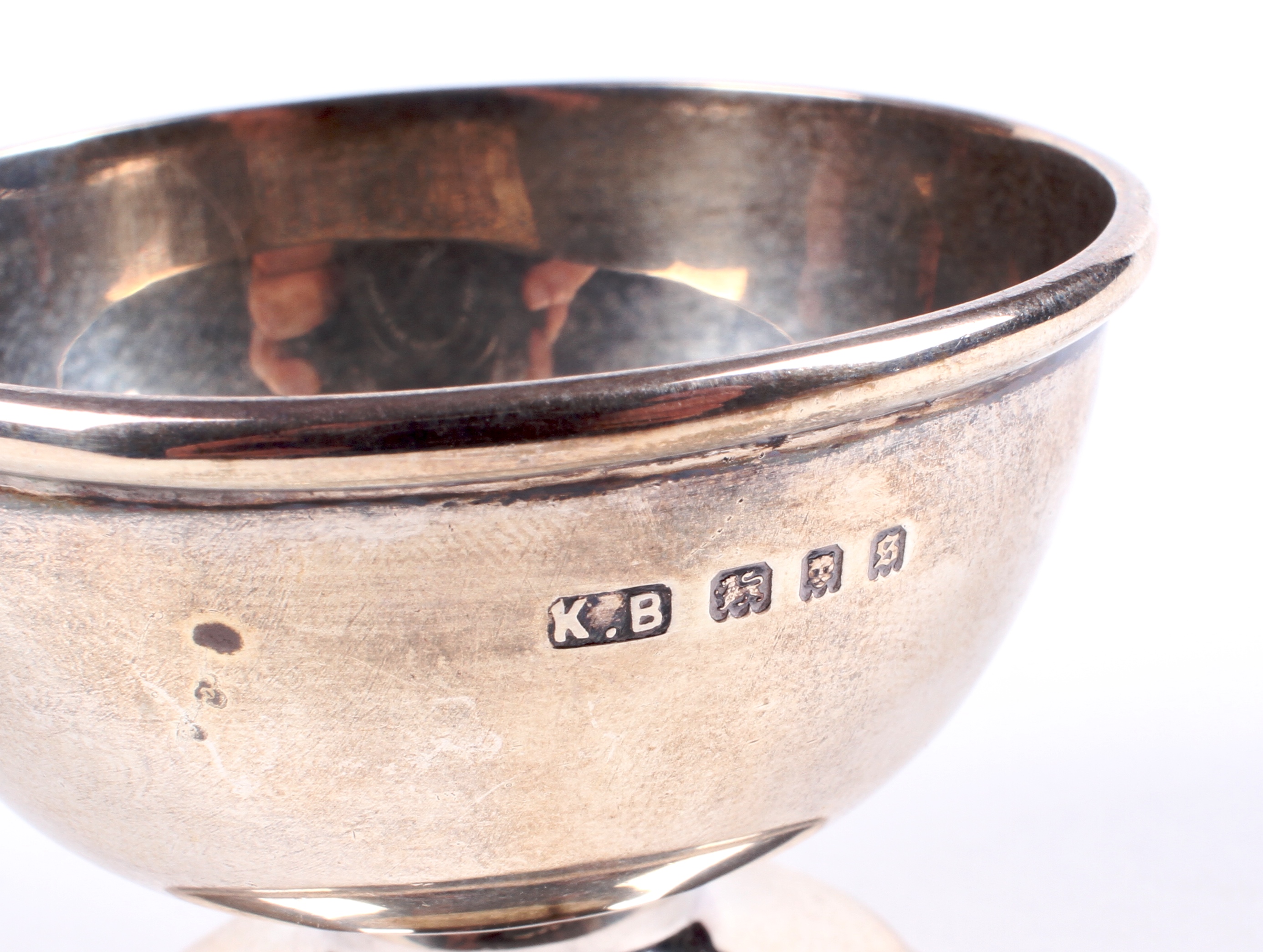 A silver mustard pot and a footed condiment bowl. - Image 3 of 3