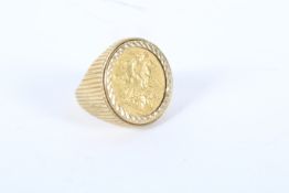 A Victorian 1893 full Sovereign mounted in 9ct gold signet ring. Ring size U/V, combined weight 15.