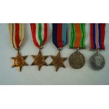 A group of five WWII medals.
