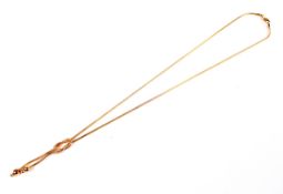 A modern Italian 9ct gold lariat type cable necklace.