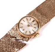 A vintage 9ct gold Omega manual wind ladies wristwatch.