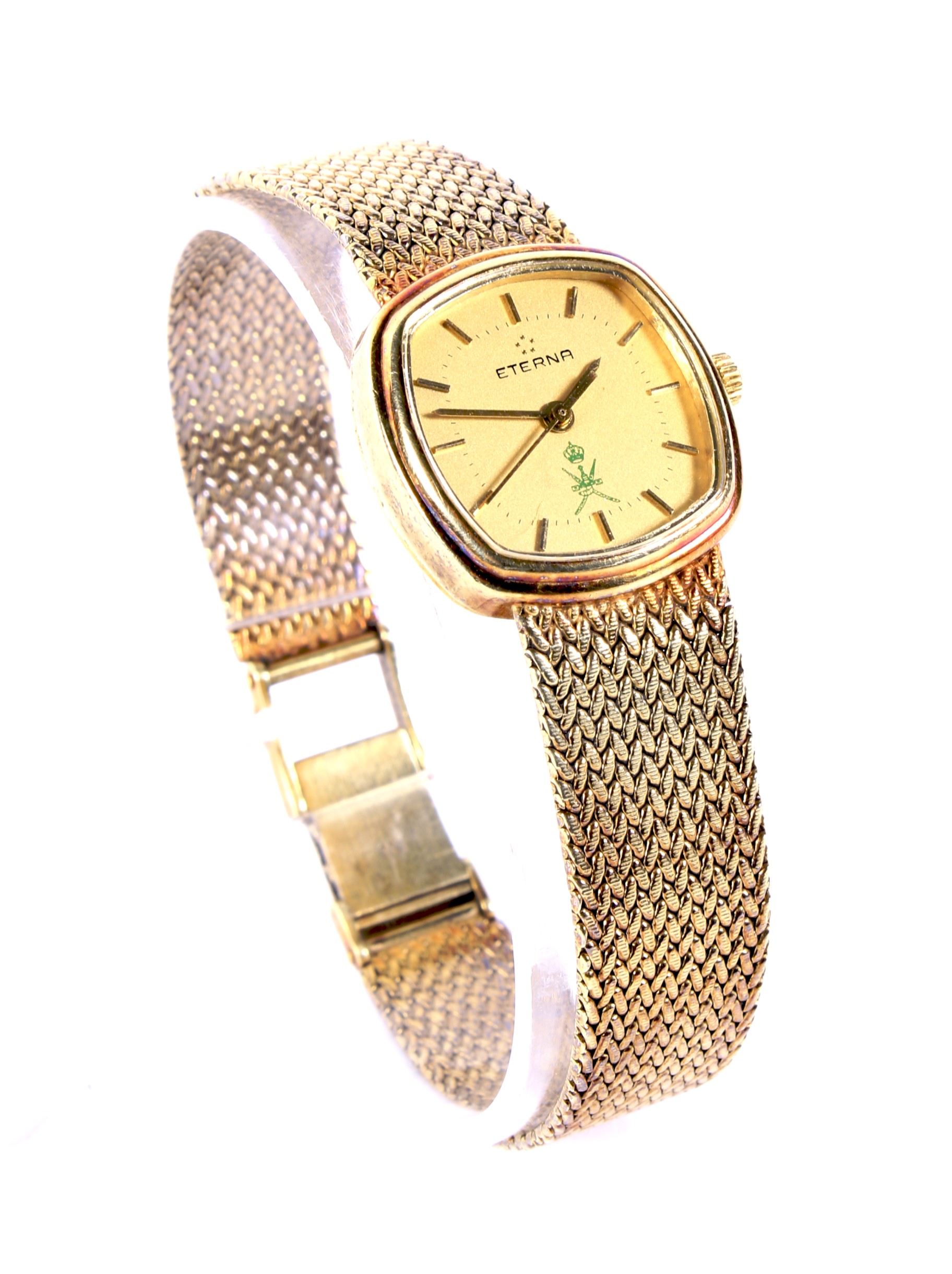 A ladies 14ct gold Eterna wristwatch.