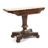 A William IV rosewood D-shaped folding tea table.