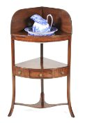 A Georgian mahogany corner washstand and a Copeland-Spode Italian pattern pottery jug and washbasin.