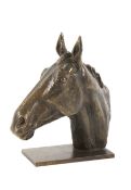 A 20th century bronze bust of a horse.