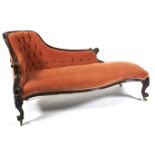A Victorian mahogany framed button back chaise longue.