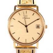 A vintage 18ct gold cased gents Eterna wristwatch.