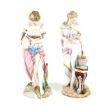 A pair of Paris (Vion & Baury, Choisy Le Roi) coloured bisque figures of classical maidens.