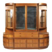 A teak display cabinet and two corner cabinets, circa 1970s, probably Nathan.