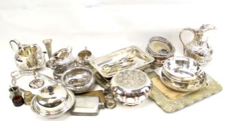 An assortment of silver plated wares.