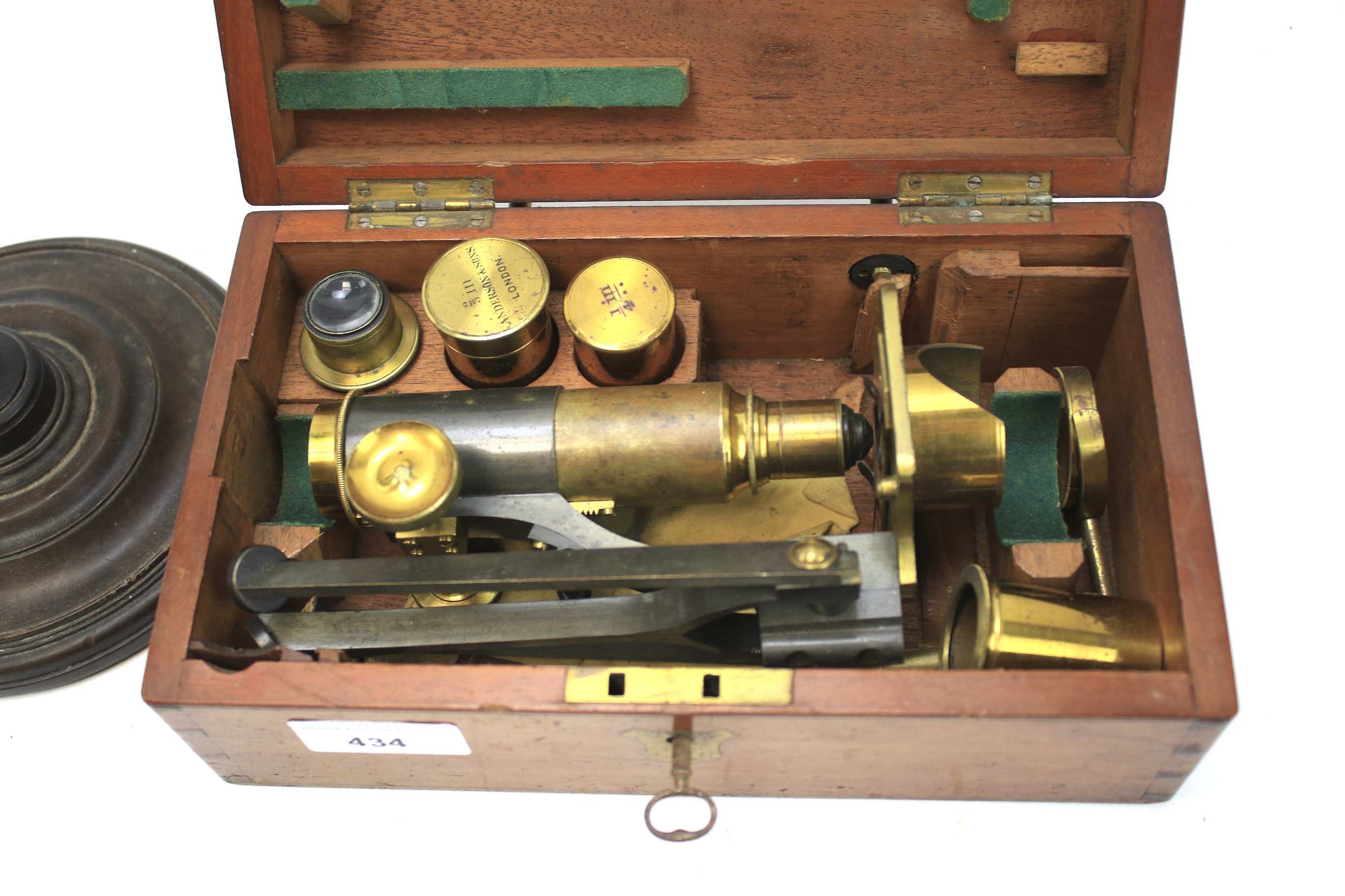 A early 20th century miniature microscope and a circular swing mirror. - Image 2 of 2