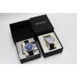 Two boxed Bulova chronograph gents wristwatches.