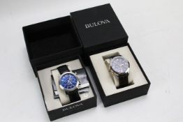 Two boxed Bulova chronograph gents wristwatches.