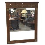 A contemporary mahogany overmantel mirror.