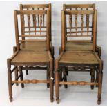 A set of four late 19th century oak chairs.