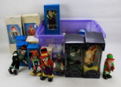 A collection of clown models and figures.