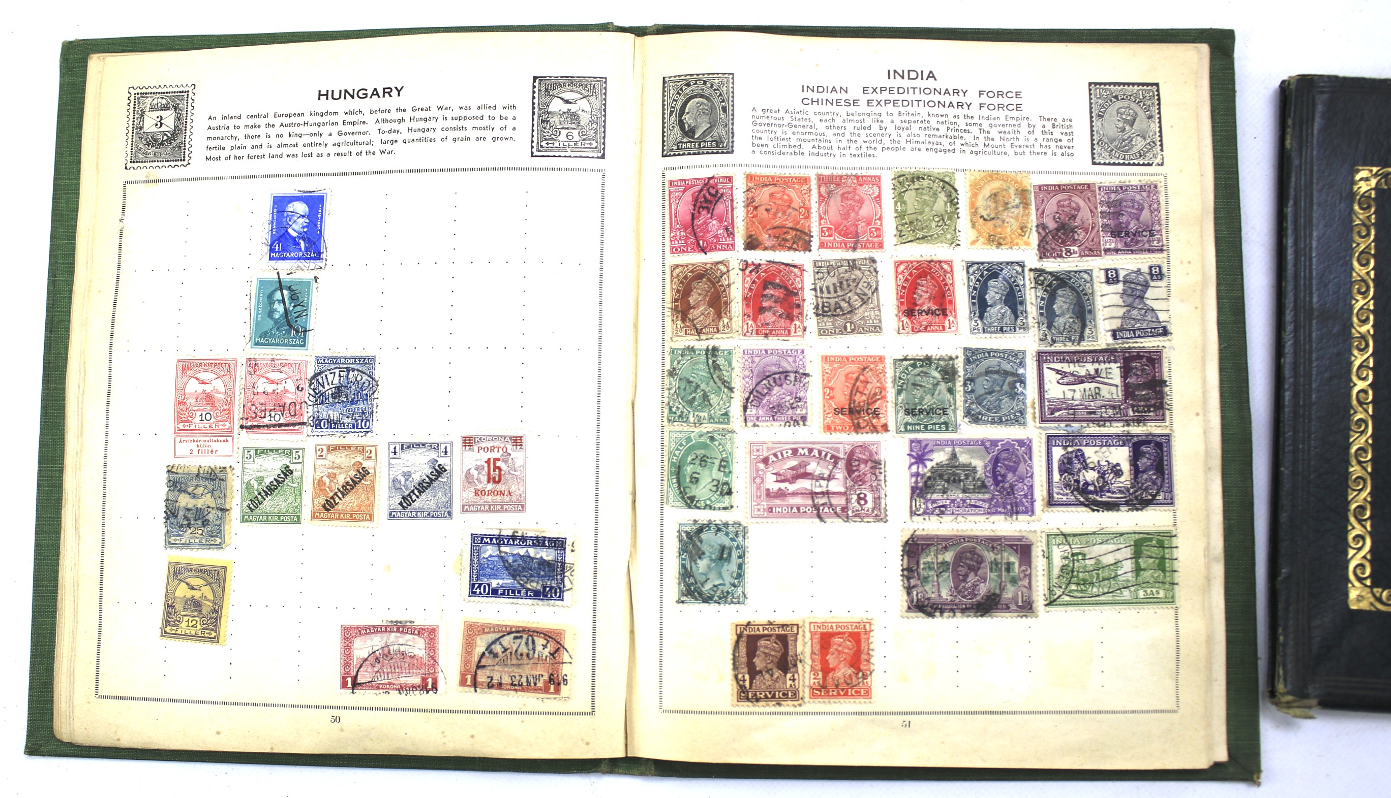 Three early 20th century stamp albums partly mounted with worldwide stamps. - Image 2 of 3