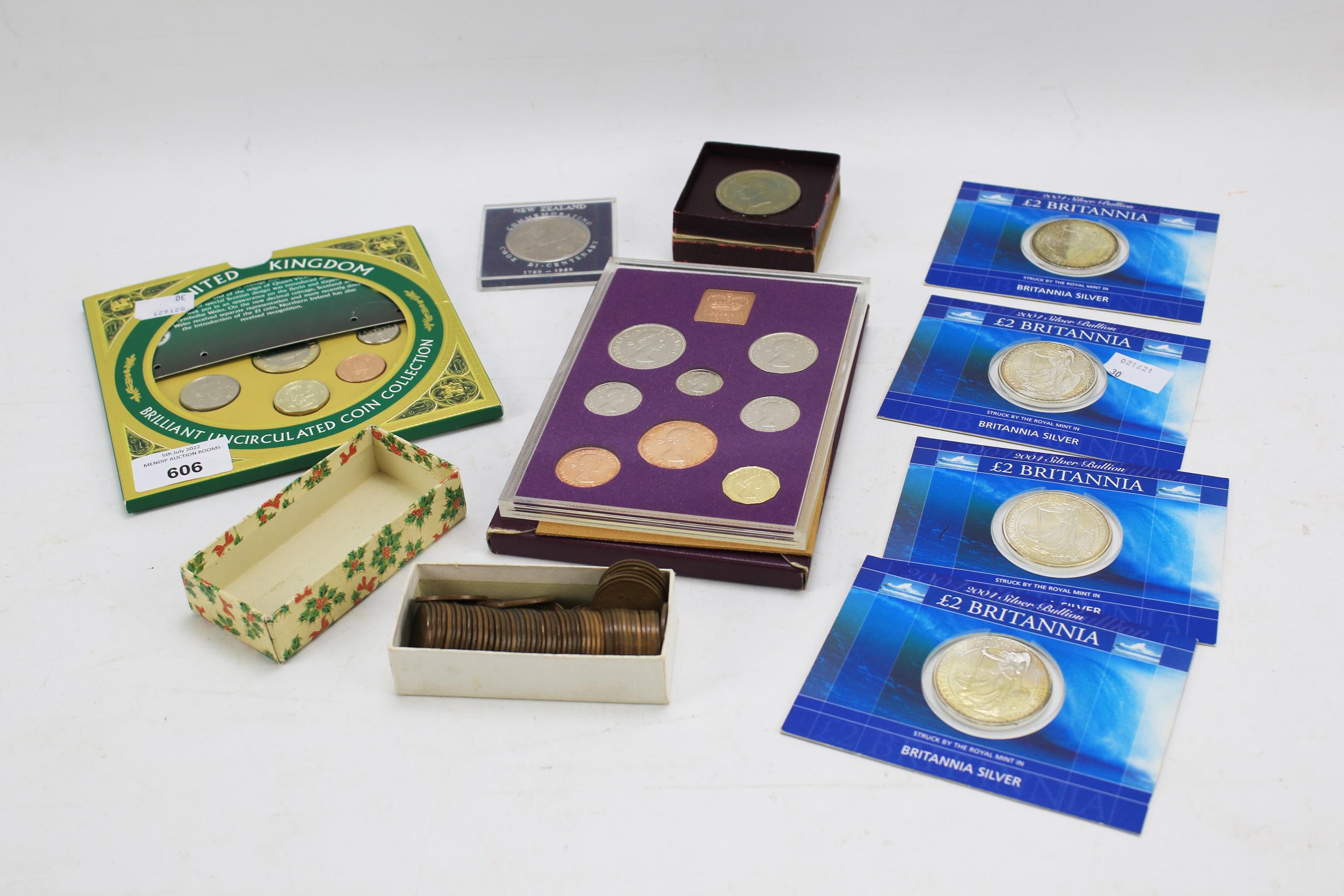 A collection of boxed coins.