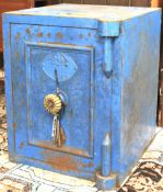 A large antique blue painted Chubb & Sons safe.