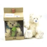 A Steiff teddy bear (boxed) and a Charlie Bear.