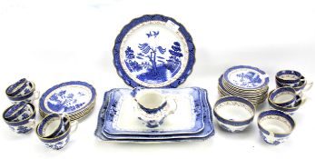 A Booths Real Old Willow pattern blue and white part ceramic tea service.