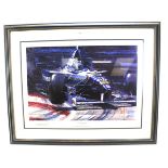 A signed F1 print titled 'Out of the shadows', by Nicholas Watts.