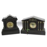 Two Late Victorian slate mantel clocks.