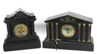 Two Late Victorian slate mantel clocks.