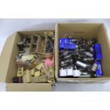 Two boxes of vintage and modern radio valves and spares