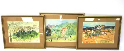 D Osborn, three 20th century watercolour landscapes.