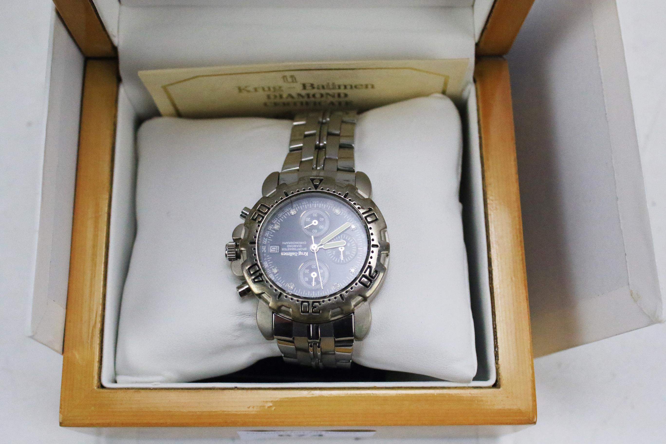 A boxed Krug-Baumen Sports Master diamond chronograph gentleman's wristwatch. - Image 2 of 2