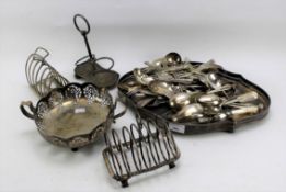 An assortment of silver plate.