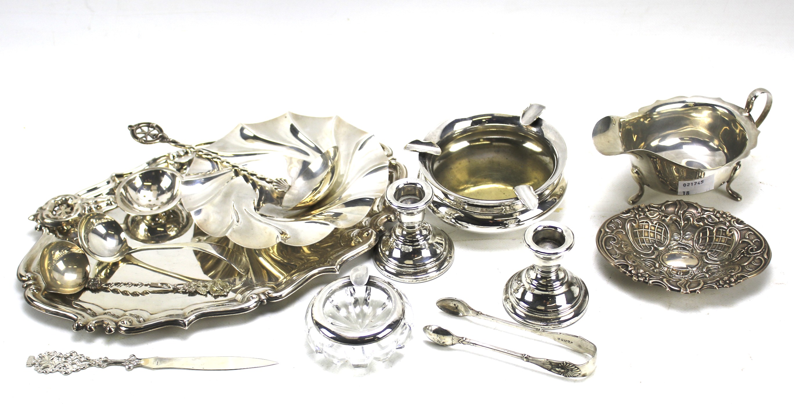 A collection of assorted silver and silver plated wares.