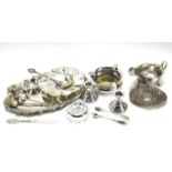 A collection of assorted silver and silver plated wares.