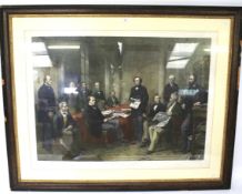 A large coloured print titled 'The Beaconsfield Cabinet, Her Majesty's Ministers in Council'.