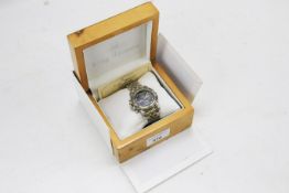 A boxed Krug-Baumen Sports Master diamond chronograph gentleman's wristwatch.
