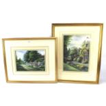 A pair of contemporary watercolours. Both depicting garden scenes and signed 'M Robinson-ABWS'.