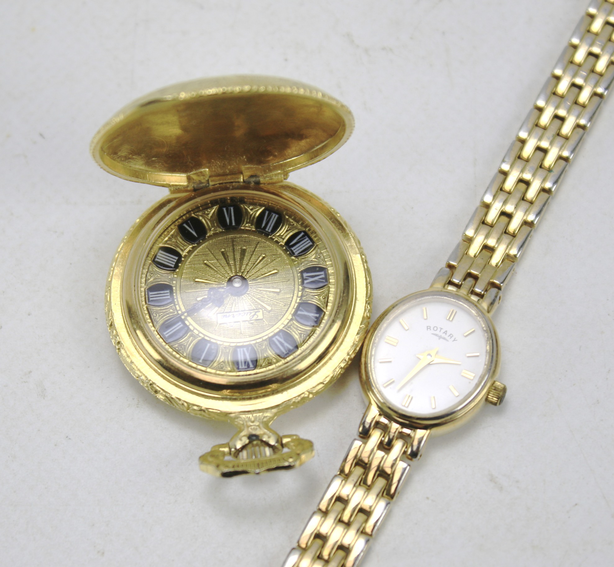 A ladies Rotary wrist watch and a contemporary pocket watch.