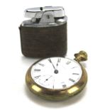 A gold plated pocket watch by Waltham and a Ronson lighter.